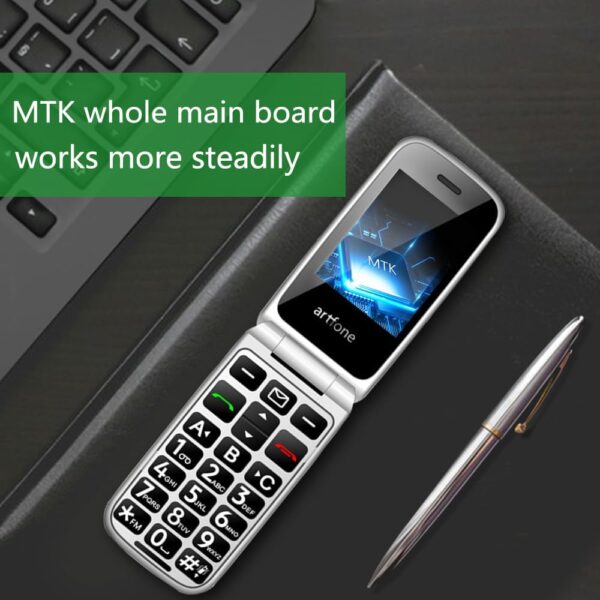 artfone Teléfono Móvil para Personas Mayores Teclas Grandes con Tapa Pantalla de 2,4 Pulgadas Tecla de Emergencia Botón SOS Fácil de Usar para Ancianos Flip F20 Negro - Image 7