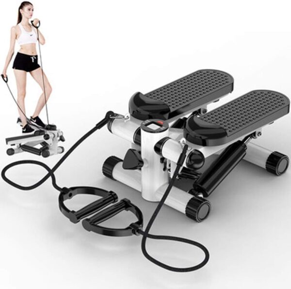 WENCY Fitness Mini Stepper Multi-Function Step Machine Equipo Deportivo Altura Ajustable con Bandas de Resistencia Duraderas Pantalla LED