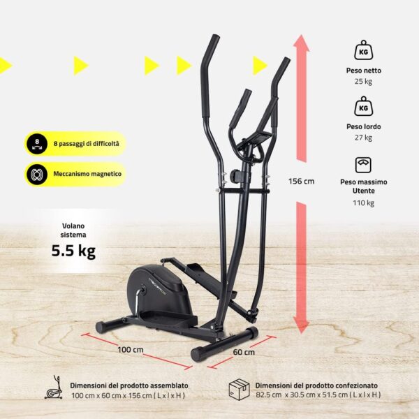 TechFit E250N Cross Trainer, Bicicleta estática elíptica para el hogar, la pérdida de Peso Máquina para Cardio y Ejercicios de Fitness, Dispositivo de Resistencia Magnética para Espacios Interiores - Image 3