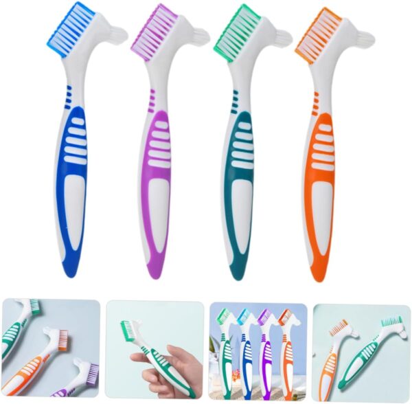 Healeved 4 Piezas cepillo para limpiar dentaduras postizas cepillo para limpiar los protectores bucales Limpieza postiza Eliminación manchas cepillo de - Image 7