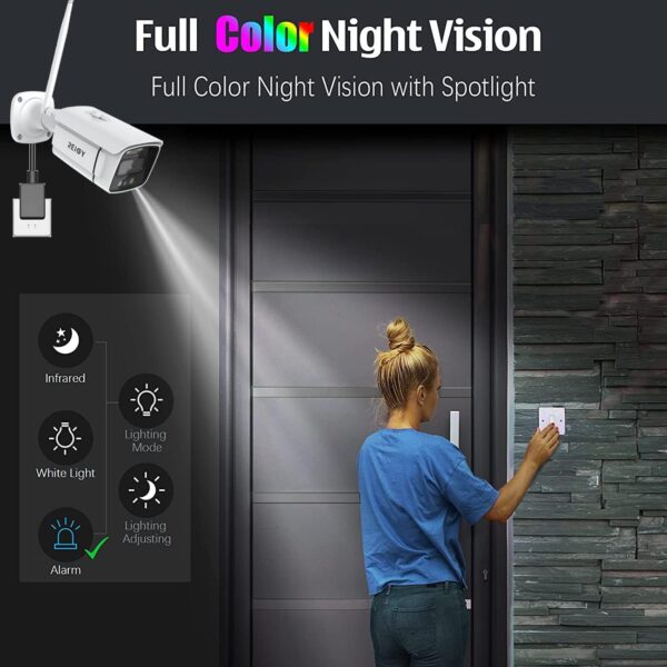 REIGY 3MP Kit Camara de Vigilancia WiFi Exterior con Spotlight, Sistema de Seguridad IP Interior 4X 1296P Camara y 8CH 5MP NVR, Visión Nocturna Colorida, Detección Movimiento Sin HDD - Image 4