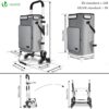 VOUNOT Carrito Compra Plegable de Aluminio, Carro de la Compra 6 Ruedas con Bolsa Impermeable Desmontable y Ganchos, 50L, Gris - Image 6
