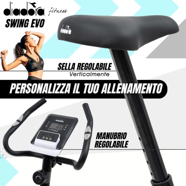 Diadora Fitness Swing Evo - Bicicleta estática con pulso de mano según la norma CE, 82 x 56 x 28 cm, color negro - Image 3