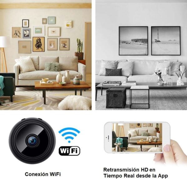 eCorvus Mini Cámara Espía Sin Cables WiFi: Cámaras Ocultas y Camufladas de Vigilancia para Coche, Interior y Casa. Grabación y Videovigilancia Móvil por Internet, Spy Camera para Espiar y Vigilar - Image 4