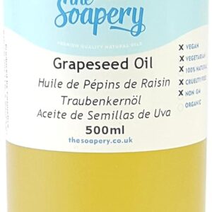 TheSoapery – Aceite de pepitas de uva, 500 ml. Grado cosmético. Aceite para masaje y aromaterapia.