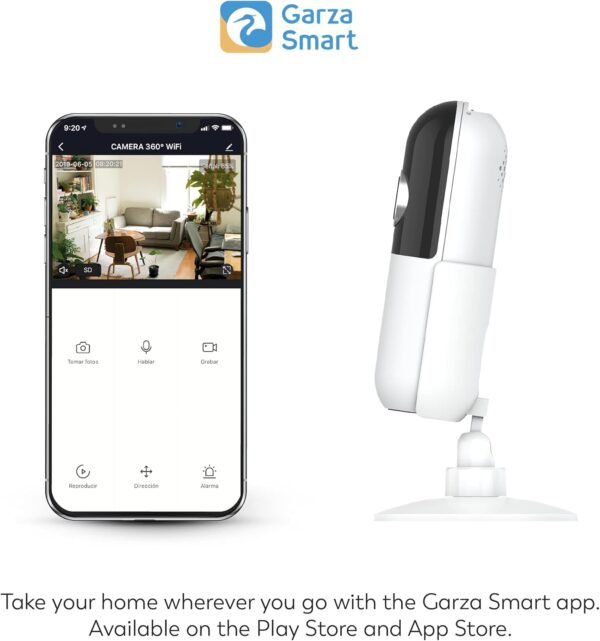 Garza Smart- Cámara IP Design Wifi de vigilancia interior inteligente, alta resolución 1080p HD, sensor de movimiento, visión nocturna, audio bidireccional, Wifi 2.4 GHz, control remoto por app - Image 3