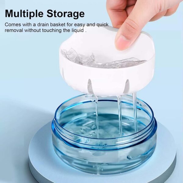 Caja para Dentaduras Postizas, Estuche Protector Bucal con Espejo, Caja Portátil Limpieza Ortodoncia Blanco, Baño para Dentadura, Porta Dentaduras - Image 4