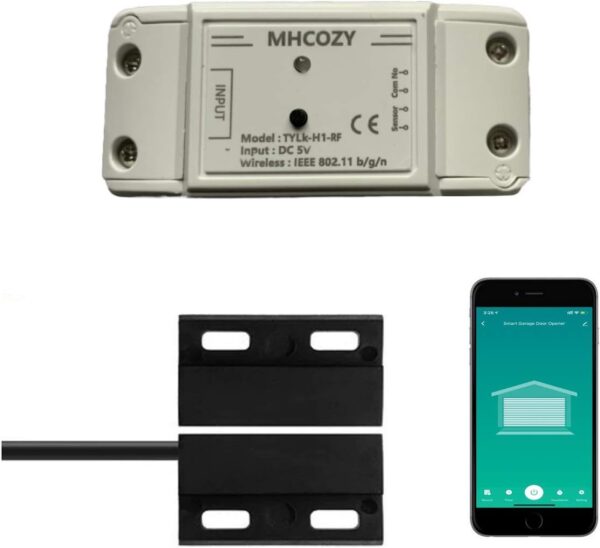 MHCOZY WiFi Abridor de Puerta de Garaje Inteligente,Control de la Aplicación Smart Life Tuya, Control por Voz, Compatible con Alexa y Google Home, No Requiere Hub