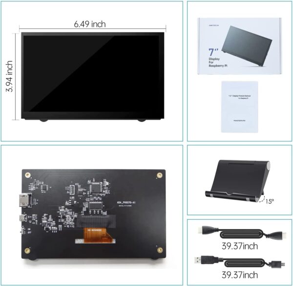 HMTECH Pantalla Raspberry Pi de 7 Pulgadas 800x480 HDMI Monitor portátil Pantalla LCD IPS para Raspberry Pi 4/3/2/Zero/B/B+ Win10/8/7 (No táctil) - Image 7