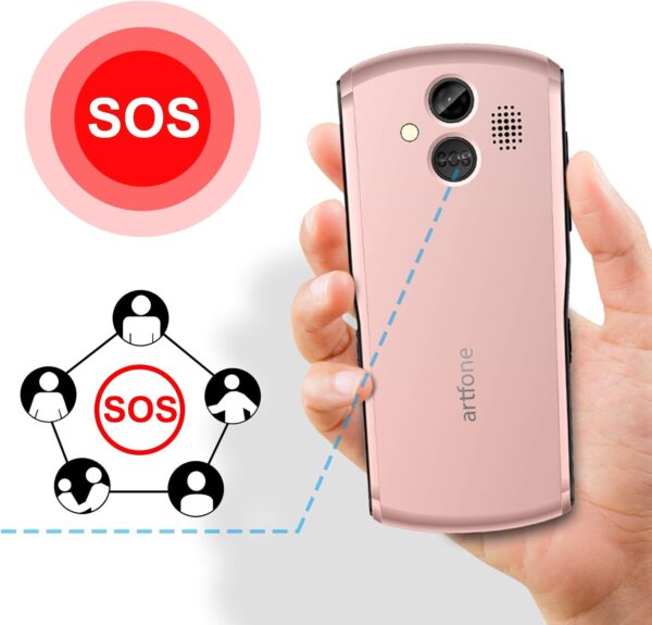 artfone A400 Teléfono Móvil para Personas Mayores con Botón SOS y Base Cargadora, Teclas Grandes Volumen Alto Bateria 1800mAh Pantalla Grande de 2,4 Pulgadas Fácil de Usar Celular para Ancianos - rosa - Image 3