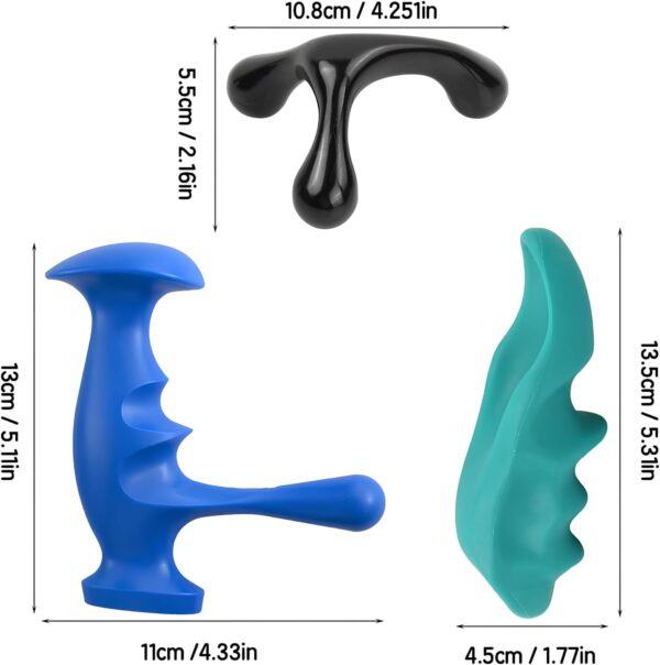 3 Piezas Masajeador para El Pulgar, Masajeador de Pulgar Verde, Masajeador de Pulgar de Mano, Herramienta de Masaje de Tejido Profundo Herramienta para Masaje Espalda Cuello Hombros Manos Pies - Image 2