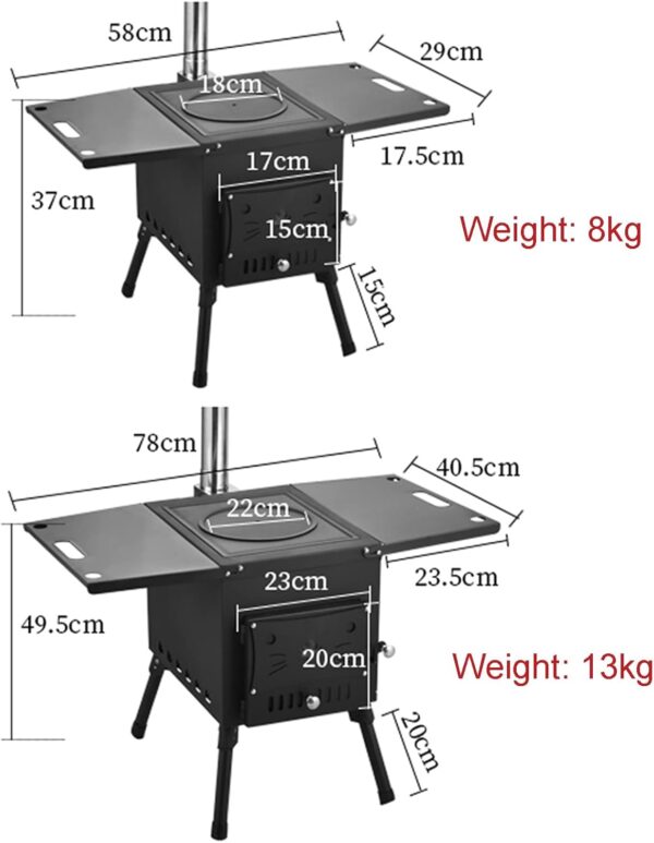 JIAOCKJIAO Calentador Estufa de Camping móvil, Estufa de Lena portatil Kit de Chimenea, Acero Inoxidable, para cocinar con calefacción en el hogar, BBQ Picnic para Tienda de ​campaña al Aire Libre - Image 7