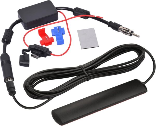 Bingfu Antena Radio Coche FM AM Antena Estéreo para Automóvil con Amplificador de Señal, Fuente de Alimentación de 12V Conector DIN Enchufe para Vehículo Camión SUV Radio Audio para Automóvil Receptor