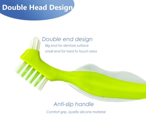 5 cepillos de limpieza de dentaduras postizas con cerdas multicapa, cepillo triangular duro de doble cara para limpieza de dientes falsos, multicolor - Image 2