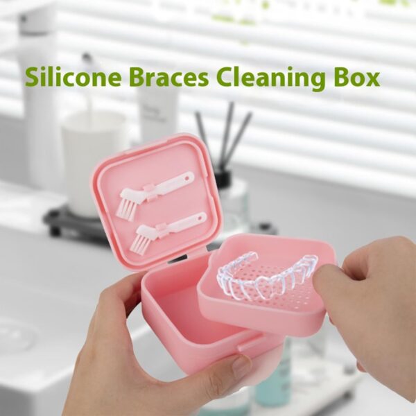 Uhngw Estuche de limpieza de retenedores, Estuche de remojo de retenedores - Caja de baño para dentaduras postizas | Estuche de limpieza de soporte de retenedor de silicona, estuche de contenedor de - Image 9