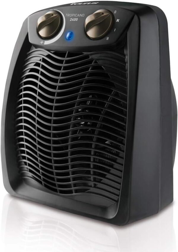 Taurus Tropicano 2400 Calefactor, termoventilador, 2 potencias de calor + ventilador, 2400W, asa de transporte, termostato ajustable, silencioso, diseño negro