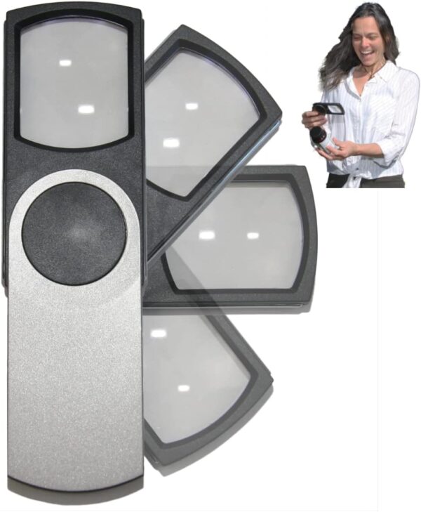 EasY Magnifier Lupa de Bolsillo con Luz LED 3X movil; Lupas pequeña para Manualidades Profesional; Lupa de Mano Niños iluminada para Leer; Regalos para Personas Mayores e Infantil
