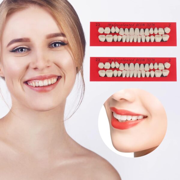 56 Piezas Dientes Falsos, Diente de Resina Sintética, Material Dental Dientes Dentadura, Kit de Dientes Falsos de Halloween, Dentadura Dental Completa de Resina Acrílica - Image 2
