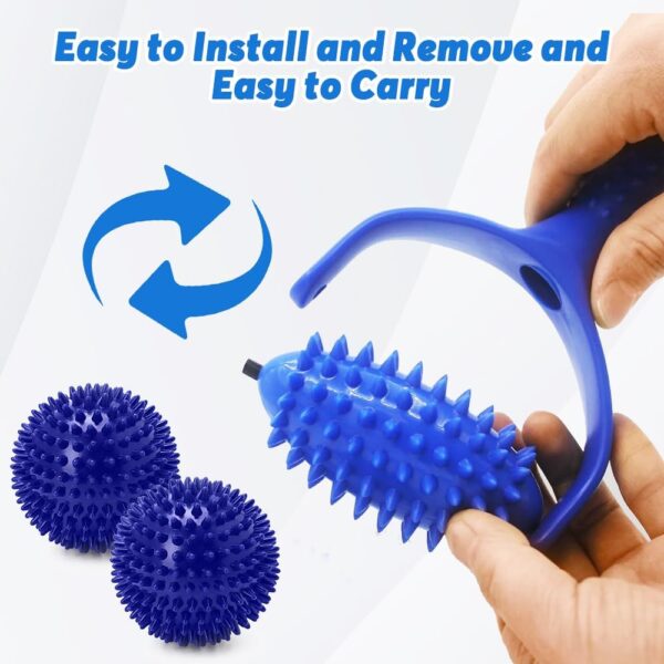 Riisoyu Rodillo de Masaje de bola de masaje, Bolas de Masaje Hedgeball con Mango Bola de Masaje Fascial Intercambiable para dolor muscular en piernas espalda brazos y hombros, azul - Image 3