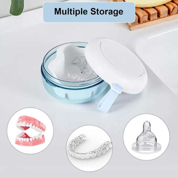 Caja para Dentaduras Postizas, Estuche Protector Bucal con Espejo, Caja Portátil Limpieza Ortodoncia Blanco, Baño para Dentadura, Porta Dentaduras - Image 6