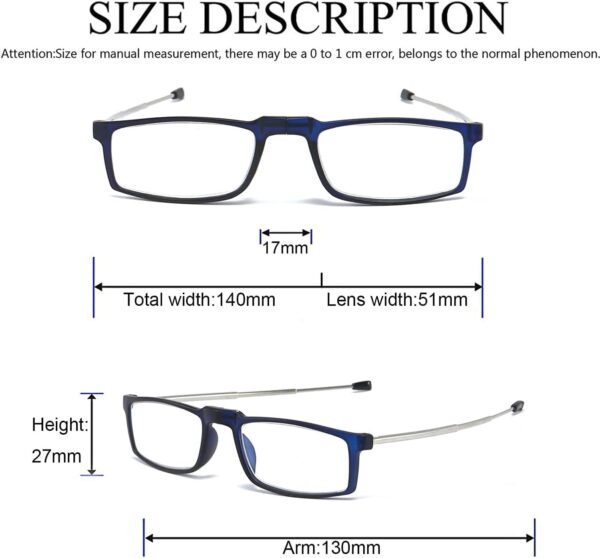 Hubeye Gafas de lectura plegables anti-luz azul para hombres y mujeres con poste telescópico caja elástica ultraligera de moda portátil 1.50 - Image 2