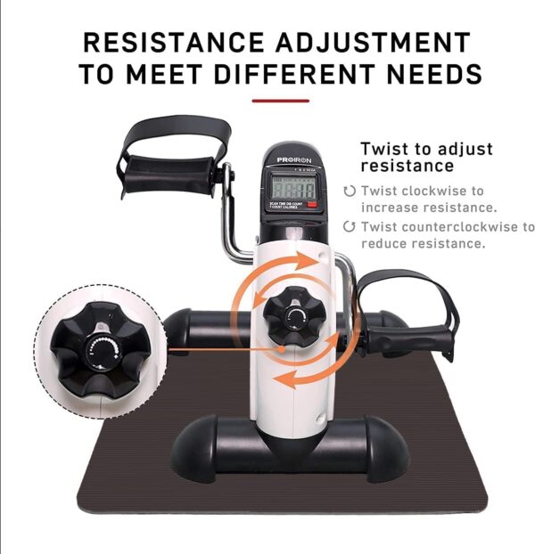 PROIRON Pedales Estaticos, Mini Bicicleta Estáticas con Pantalla LCD y Resistencia Ajustable, Entrenamiento de Brazos y Piernas, para Fitness Ajustable Resistencia para Hacer Ejercicio - Image 5