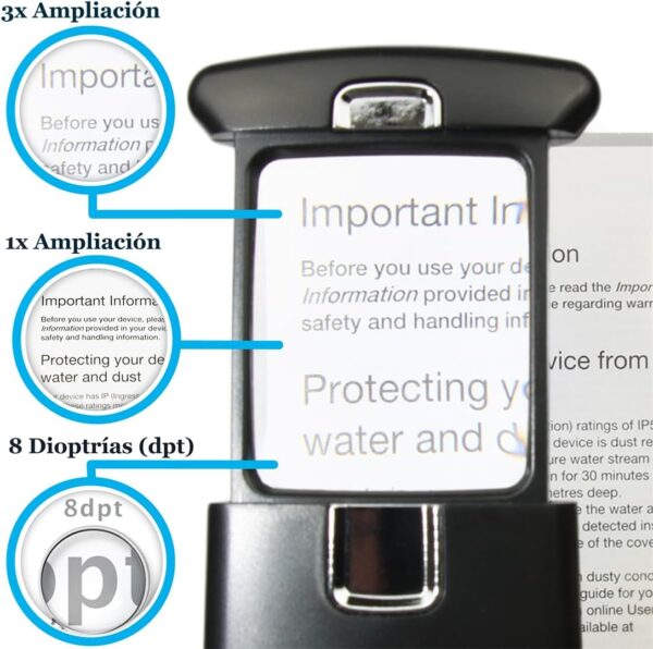EasY Magnifier Lupa de Bolsillo con Luz LED 3X movil; Lupas pequeña Lectura de Gran Aumento Profesional; Lupa de Mano Niños iluminada para Leer; Regalos para Personas Mayores e Infantil - Image 4