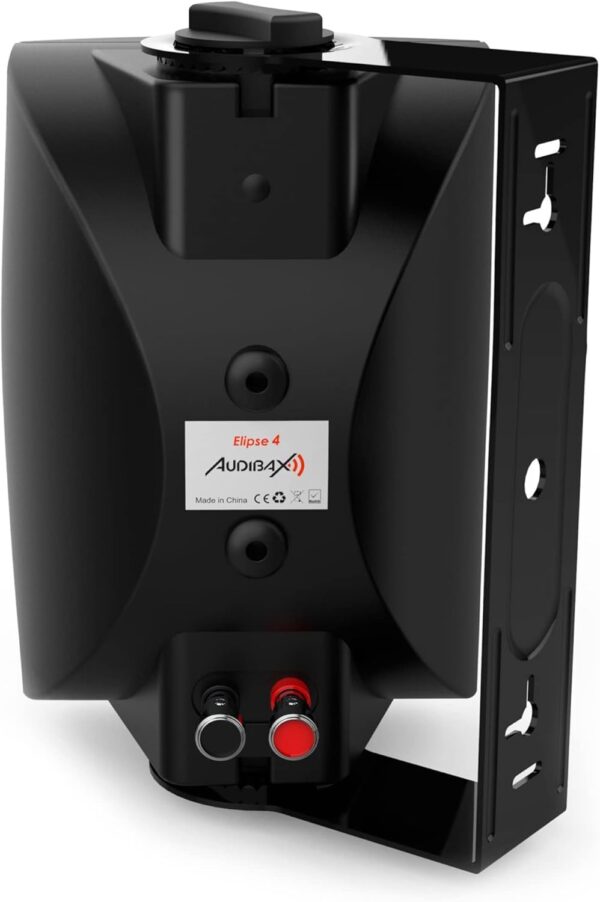 Audibax Elipse 4 Black - Altavoces Pasivos de Estantería HiFi - Pareja de Altavoces Estereo de 2 Vías - Potencia Continua de 20W - Soporte de Pared Incluido - Altavoces con Woofer de 4" - Image 4