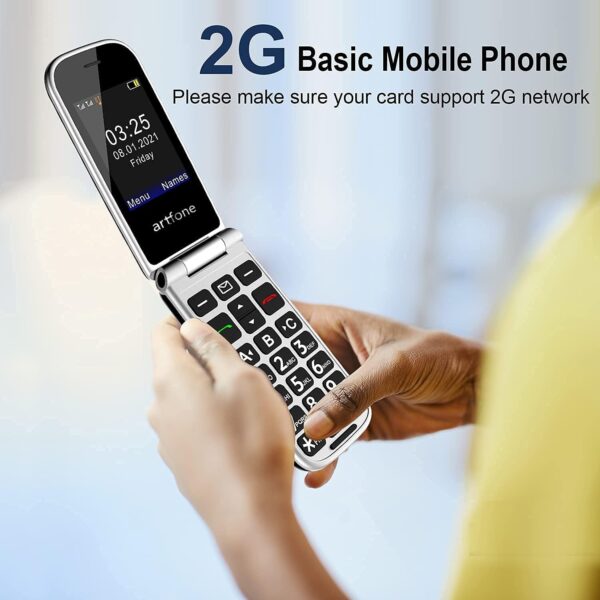 artfone Teléfono Móvil para Mayores, Senior Móviles de Teclas Grandes, SOS Botón, Pantalla de 2,4 Pulgadas, 2G gsm, Doble SIM, Llamada rápida, Sonido Fuerte de Radio, 1200mAh Batería, Azul - Image 4