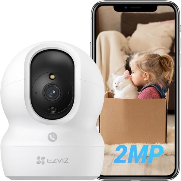 EZVIZ Camara de Vigilancia Interior con Seguimiento Automático, Cámara IP Domicilio WiFi 360° para Bebe con Visión Nocturna Color, Detección Humana,1080P, Llamada Bidireccional, Soporta 512GB, CP1 2MP