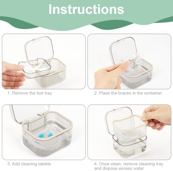 ACWOO Caja de Dentadura Postiza, Caja De Dientes Dentadura, Caja de Baño para Dentaduras, Caja de Almacenamiento de Dentaduras Postizas, Para Limpieza De Almacenamiento De Dientes Postizos - Image 5