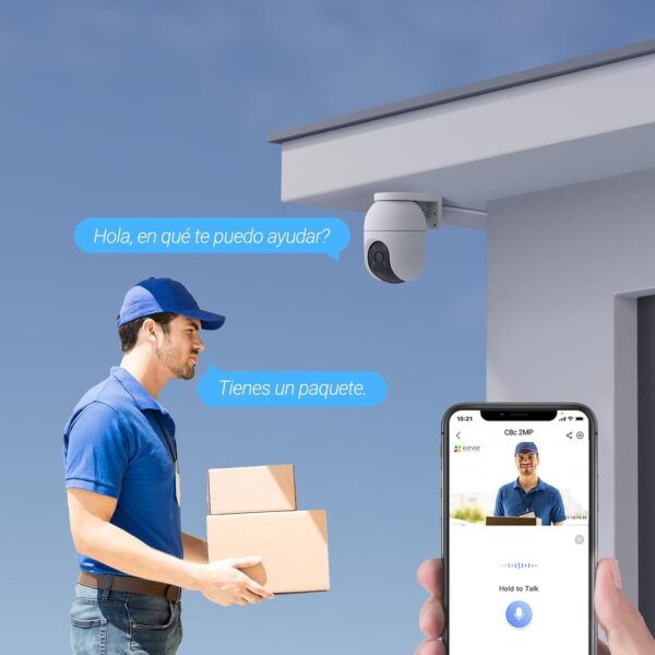 EZVIZ Cámara Vigilancia WiFi Exterior 360°,1080P Cámara IP de Seguridad,Visión Nocturna a Color,Detección IA de Personas,Seguimiento Zoom Auto,Audio Bidireccional,Sirena, Alexa/Google,C8c 2MP - Image 5