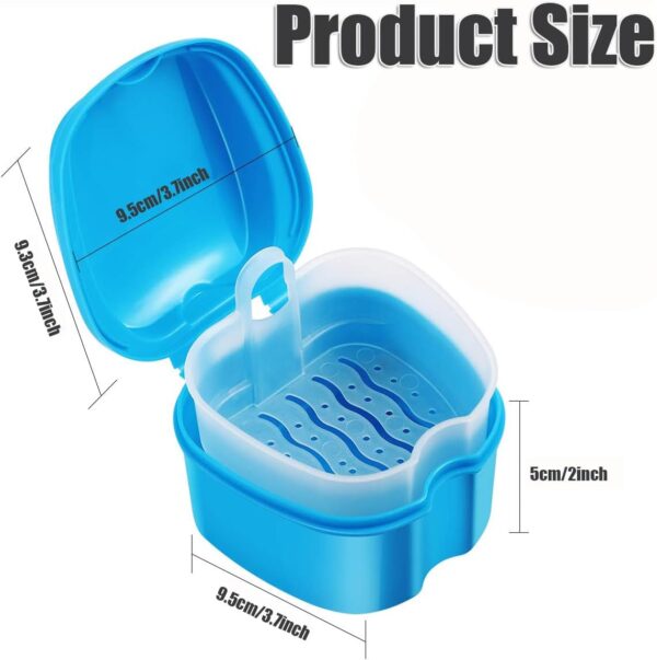 Caja de baño de dentadura dental, caja de retención dental de plástico, caja de baño de dientes falsos, juego de limpieza de dentaduras postizas, contenedor para remojar dentaduras dentales para - Image 2