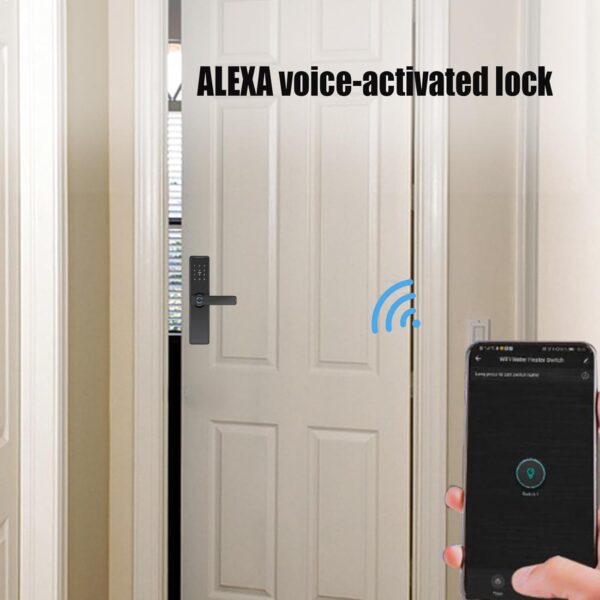Cerradura inteligente para puerta delantera, cerradura digital electrónica con teclado, control de aplicación, WiFi y Bluetooth, cerradura inteligente con asa para dormitorio, hogar, hotel - Image 9
