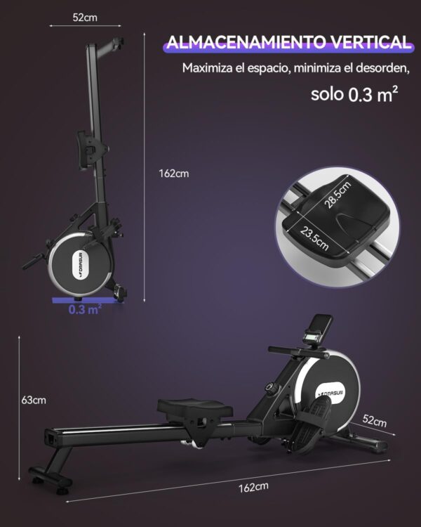 DMASUN Maquina de Remo para casa, 16 Niveles de Resistencia magnética, Soporta hasta 160 kg, Dobles mejorados, Ultra silenciosa y Estable, Conexión a la App, Almacenamiento Vertical para Ahorrar - Image 5