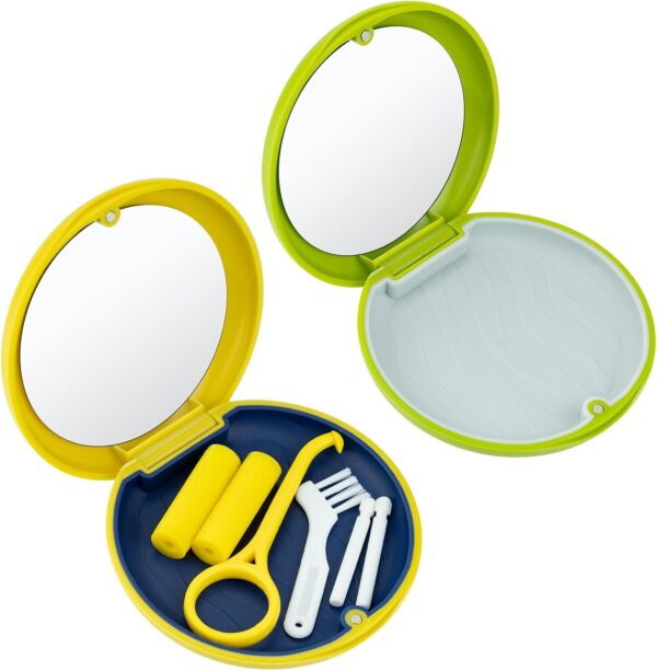 2 Piezas caja ferula dental con Herramienta de Eliminación de Alineadores y Masticador Invisible, Apto Aparatos de Ortodoncia, Alineadores Invisibles y Fundas Dentales (Amarillo+Verde)