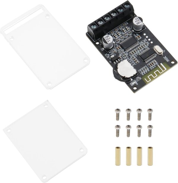 VGOL Placa Amplificadora de Audio Bluetooth XY-P15W Módulo Amplificador Bluetooth Receptor de Audio Digital Inalámbrico de 2.0 Canales con Funda Protectora Acrílica para Altavoz DIY