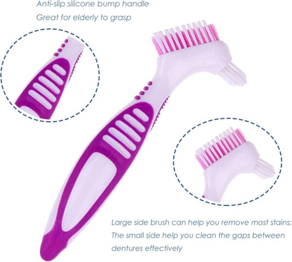 Estuche de baño para dentadura con kit de cepillo de limpieza de dentadura 2 piezas de caja de baño para dentadura caja 2 piezas de cepillos de dientes dentadura para limpieza de dientes falsos - Image 4