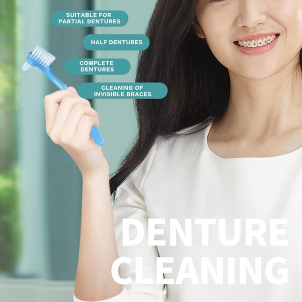 Visxcnu 3Piezas Juego de cepillos de Dientes para prótesis, cerdas Multicapa,Cabeza de Cerdas Cepillos de Limpieza de Prótesis Portátiles Dentaduras - Image 3