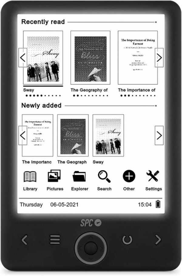 SPC Dickens Light 2 - Libro electrónico con Pantalla retroiluminada y luz con 6 Niveles de Intensidad, Teclas Frontales, posición Vertical y Horizontal, 1 Mes de autonomía, Ligero y Fino, Color Negro - Image 4