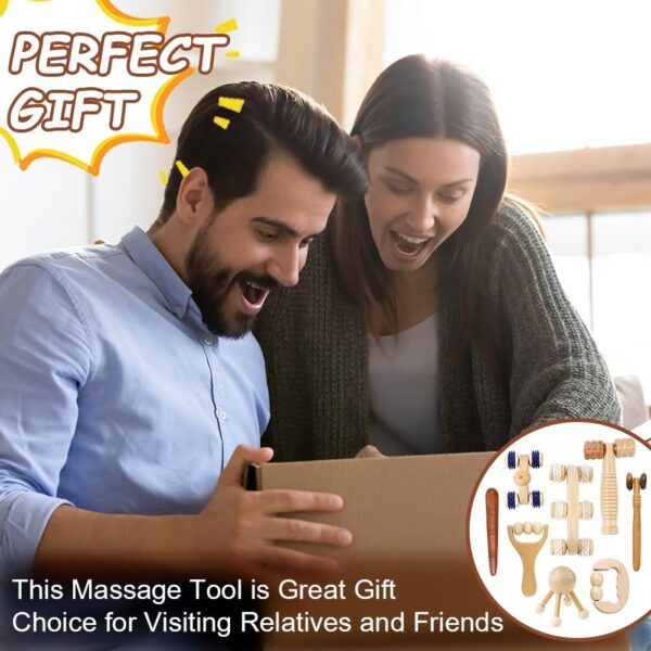 ACWOO 8 Pcs Herramienta de Masaje de Terapia de Madera, Masajeador Anticelulitico, Masaje Linfatico con Madera, Kit Maderoterapia, Juego de Rodillo de Madera, Guasha Masajeador Celuliti para Corporal - Image 7