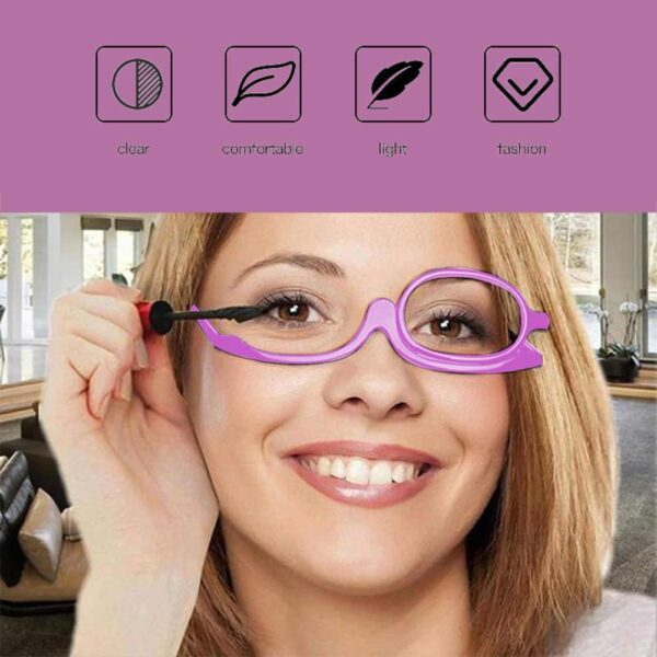 QEEROYO Gafas de Maquillaje, Maquillaje Gafas de Lectura Lupa, Gafas de Presbicia para Maquillaje, Gafas de Lectura Portatiles, Gafas de Maquillaje con Lente Abatible, Gafas de Lectura Rotación Flip - Image 6