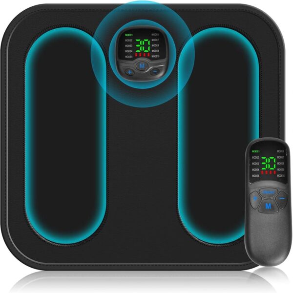 Masajeador de pies EMS eléctrico con 10 modos y 30 intensidades, conexión USB, alfombrilla portátil para relajación muscular y alivio del dolor