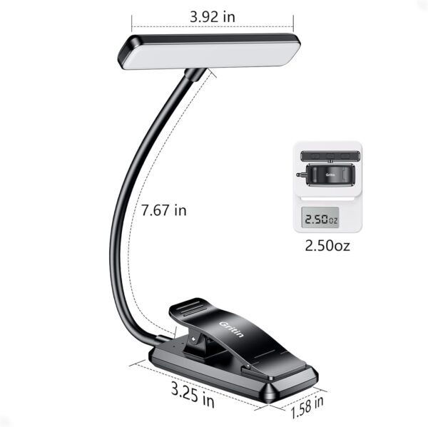 Gritin 19 LED Luz de Lectura, Lámpara de Lectura USB Recargable de 360° Flexible con 3 Modos de Iluminación - Protección Ocular & Atenuación Continua & Larga Duración Luz de libro para leer en la cama - Image 5