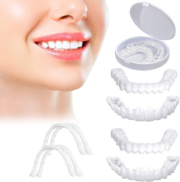 2 Pares Prótesis Dientes falsos, Blanqueamiento Dentaduras Dentaduras Prótesis Dientes falsos,Carillas Dientes Falsos Arriba y Abajo Blanqueamiento Dentaduras para Dientes Malos