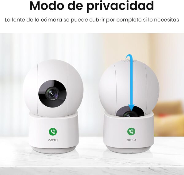AOSU 2K Camara Vigilancia WiFi Interior 360°, Nocturna HD de 10 m, WiFi 5G/2.4 GHz, Detección Humana AI, Audio Bidireccional, Llamada de un Toque, para Bebé/Mascotas, Compatible con Alexa - Image 6