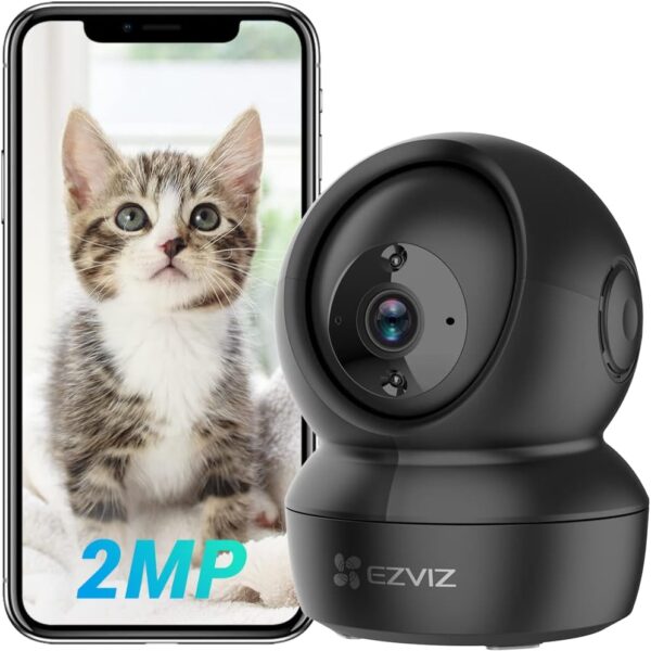 EZVIZ Cámara Vigilancia WiFi Interior 360º, 1080P Camara Vigilancia Bebe/Mascotas, Visión Nocturna, Audio Bidireccional, Detección de Movimiento, Control Remoto, Compatible con Alexa, C6N Negro