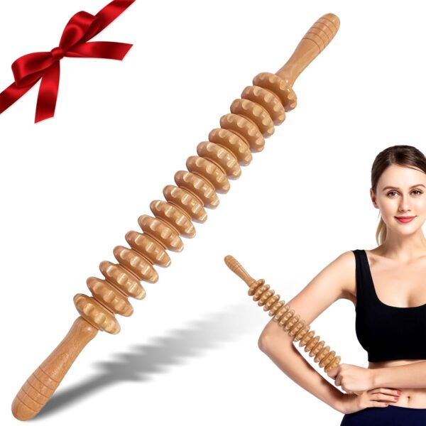 Rodillo Masaje Muscular, Anti Celulitis Masajeador, Masaje Maderoterapia Madera, para Masaje del Cuerpo Alivio Del Dolor Muscular Y Relajación (M)