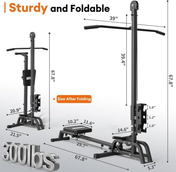 ONETWOFIT Máquina de Remo Plegable y Máquina LAT Pull Down 2 en 1 Multifunción Máquina de Remo Compacta para el Hogar, Remo Bajo Cable Fitness Power Tower Plegable - Image 2
