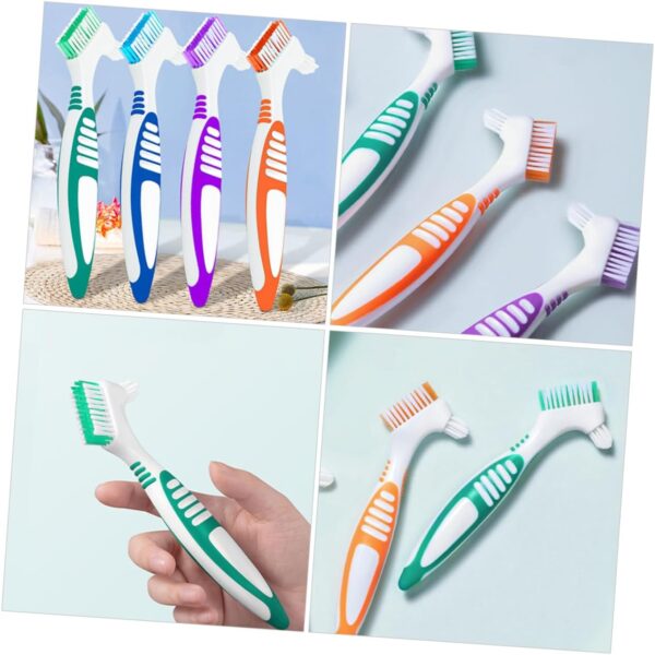 Healeved 4 Piezas cepillo para limpiar dentaduras postizas cepillo para limpiar los protectores bucales Limpieza postiza Eliminación manchas cepillo de - Image 6